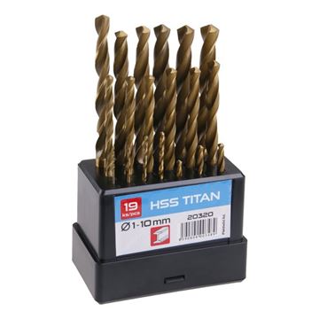 Sada HSS TITAN vrtáků 1-10mm (po 0. 5mm) 19ks plast Festa 20320