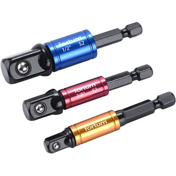 Adaptéry do vrtačky s otoč.úchytem 3ks, 1/4"-3/8"-1/2", S2 (4742203) FORTUM