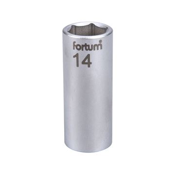 Hlavice nástrčná prodloužena 1/4", 14mm, L 50mm (4701527) FORTUM