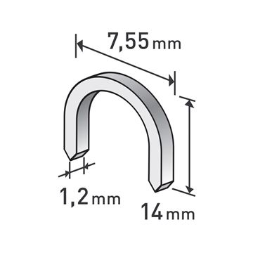 Spony oblé, balení 1000ks, 14mm, 7,55x0,52x1,2mm (8852305) EXTOL PREMIUM