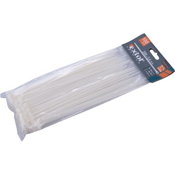 Pásky stahovací na kabely bílé, 200x3,6mm, 100ks, nylon PA66 (8856106) EXTOL PREMIUM