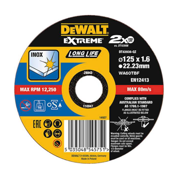 Řezný kotouč rovný 125x1.6x22.2 EXTREME DeWalt DT43936-QZ