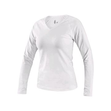 Tričko CXS MARY, dámské, výstřih do V, dlouhý rukáv, bílá (1620-121-100-00) CXS