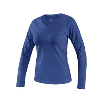 Tričko CXS MARY, dámské, výstřih do V, dlouhý rukáv, středně modrá (1620-121-413-00) CXS