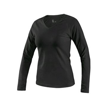 Tričko CXS MARY, dámské, výstřih do V, dlouhý rukáv, černá (1620-121-800-00) CXS