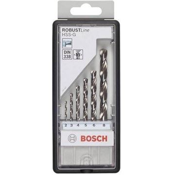 Bosch Sada vrtáků do kovu Robust Line HSS-G, 6dílná, 135° 2; 3; 4; 5; 6; 8 mm, 135°