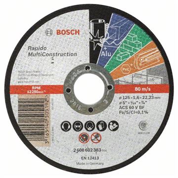 Bosch Dělicí kotouč rovný Rapido Multi Construction ACS 46 V BF, 125 mm, 1,6 mm