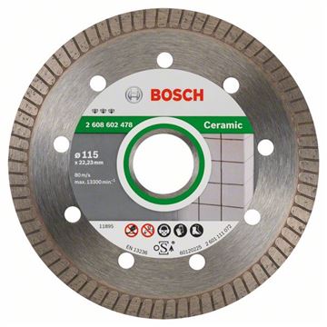 Bosch Diamantový dělicí kotouč Best for Ceramic Extra-Clean Turbo 115 x 22,23 x 1,4 x 7 mm