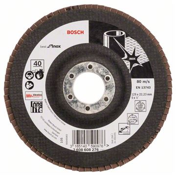 Bosch Lamelový brusný kotouč X581, Best for Inox 125 mm, 22,23 mm, 40