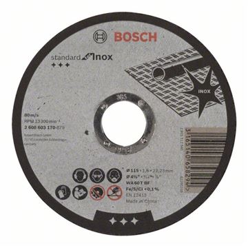 Bosch Dělicí kotouč rovný Standard for Inox WA 60 T BF, 115 mm, 22,23 mm, 1,6 mm