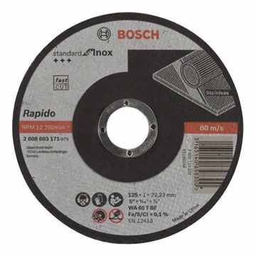 Bosch Dělicí kotouč rovný Standard for Inox - Rapido WA 60 T BF, 125 mm, 22,23 mm, 1,0 mm