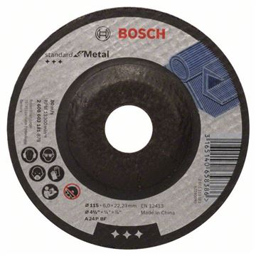 Bosch Hrubovací kotouč profilovaný Standard for Metal A 24 P BF, 115 mm, 22,23 mm, 6,0 mm