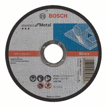 Bosch Dělicí kotouč rovný Standard for Metal A 60 T BF, 115 mm, 22,23 mm, 1,6 mm