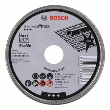 Bosch Dělicí kotouč rovný Standard for Inox - Rapido WA 60 T BF, 115 mm, 22,23 mm, 1,0 mm