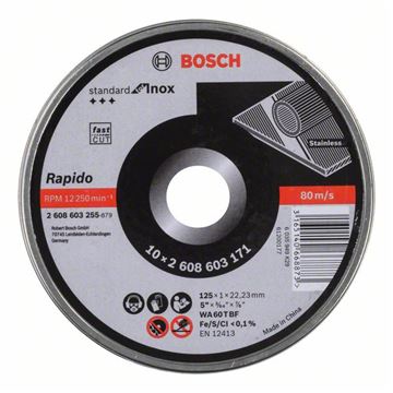 Bosch Dělicí kotouč rovný Standard for Inox - Rapido WA 60 T BF, 125 mm, 22,23 mm, 1,0 mm