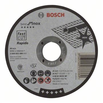 Bosch Dělicí kotouč rovný Best for Inox – Rapido A 60 W INOX BF, 115 mm, 0,8 mm