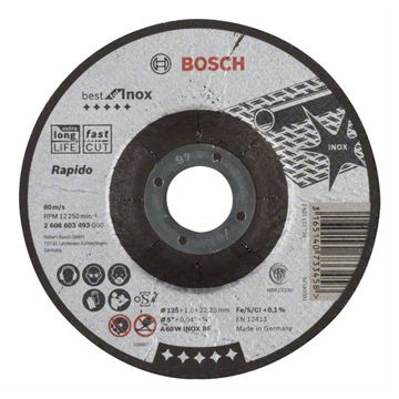 Bosch Dělicí kotouč profilovaný Best for Inox – Rapido A 60 W INOX BF, 125 mm, 1,0 mm