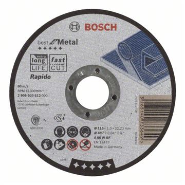 Bosch Dělicí kotouč rovný Best for Metal – Rapido A 60 W BF, 115 mm, 1,0 mm