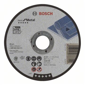 Bosch Dělicí kotouč rovný Best for Metal A 46 V BF, 125 mm, 1,5 mm