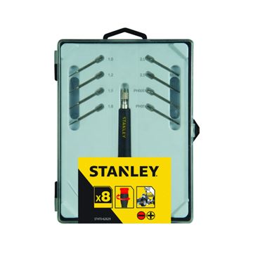 8dílná sada přesných šroubováků s vyměnitelnými dříky, plochý, Ph STANLEY