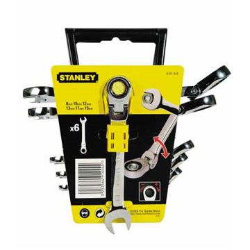 Sada kloubových očkoplochých klíčů ráčnových, 6dílná STANLEY