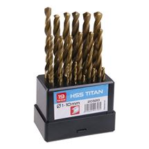 Sada HSS TITAN vrtáků 1-10mm (po 0. 5mm) 19ks plast Festa 20320