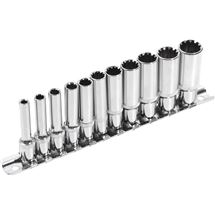 Hlavice nástrčné prodloužené, MULTI-LOCK, sada 11ks, 1/4", CrV (8818110) EXTOL PREMIUM