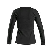 Tričko CXS MARY, dámské, výstřih do V, dlouhý rukáv, černá, vel. S (1620-121-800-92) CXS