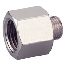 Redukční kus dlouhý poniklovaný, s válcovým vnějším závitem R 1/2"a x R 3/8"i SCHNEIDER